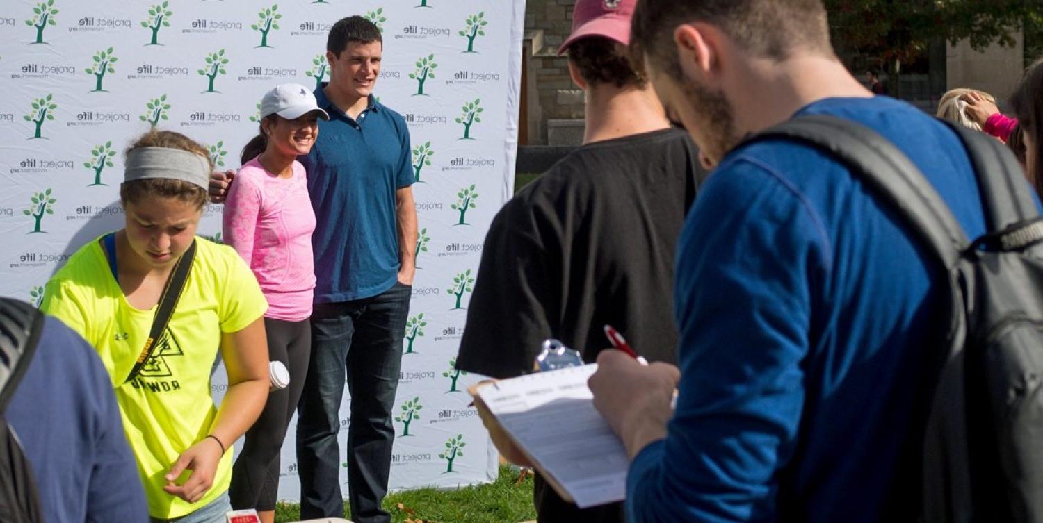 Luke Kuechly at BC's Project Life marrow registry drive