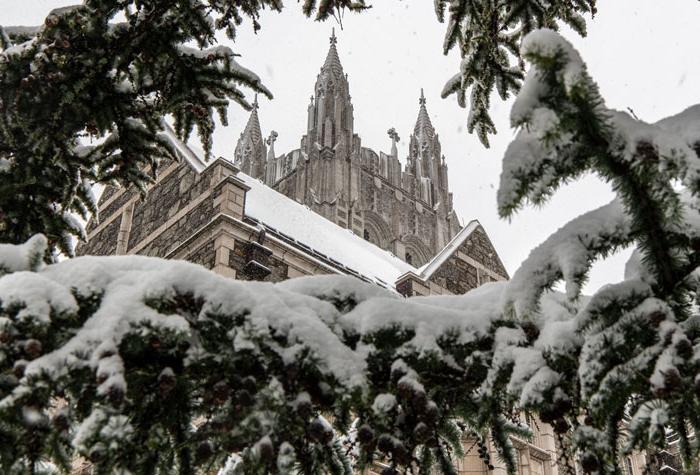 Snowy BC campus in winter